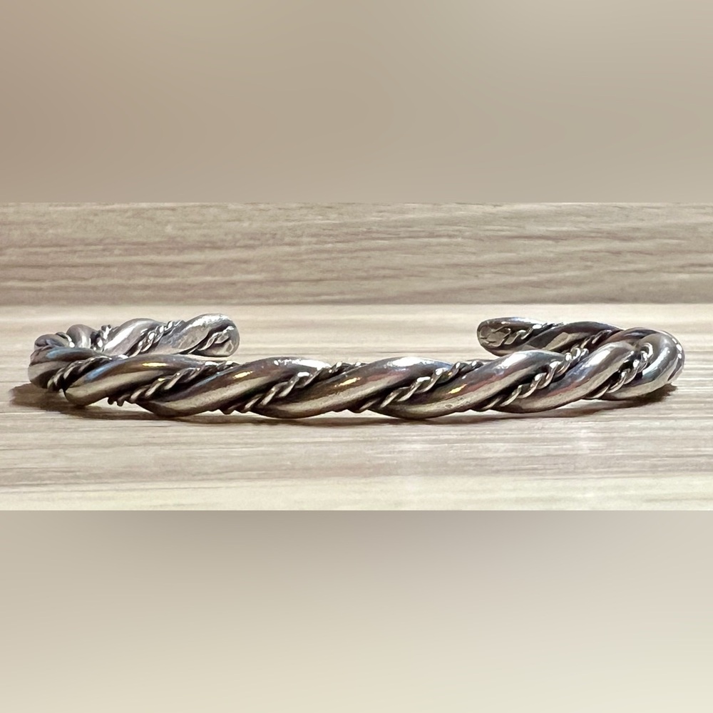 Vintage Handmade Southwestern Sterling Silver Rope Twisted Cuff Bracelet, 17.8g